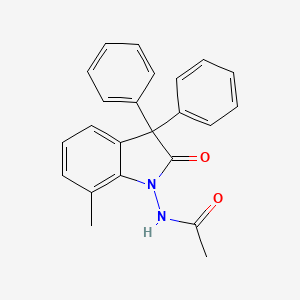 molecular formula C23H20N2O2 B12922456 Acetamide, N-(2,3-dihydro-7-methyl-2-oxo-3,3-diphenyl-1H-indol-1-yl)- CAS No. 61458-23-9