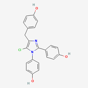 molecular formula C22H17ClN2O3 B12922513 4,4'-(5-Chloro-4-(4-hydroxybenzyl)-1H-imidazole-1,2-diyl)diphenol CAS No. 885268-49-5