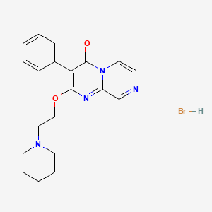 molecular formula C20H23BrN4O2 B12922659 4H-Pyrazino(1,2-a)pyrimidin-4-one, 3-phenyl-2-(2-piperidinoethoxy)-, monohydrobromide CAS No. 21271-25-0