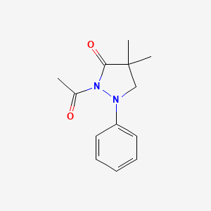 molecular formula C13H16N2O2 B12922668 2-Acetyl-4,4-dimethyl-1-phenylpyrazolidin-3-one CAS No. 86475-37-8