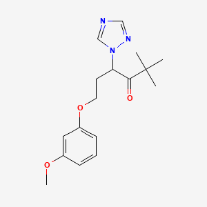 molecular formula C17H23N3O3 B12922673 6-(3-Methoxyphenoxy)-2,2-dimethyl-4-(1H-1,2,4-triazol-1-yl)hexan-3-one CAS No. 80554-17-2