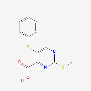 4-Pyrimidinecarboxylic acid, 2-(methylthio)-5-(phenylthio)-