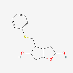 molecular formula C14H18O3S B12923387 4-[(Phenylsulfanyl)methyl]hexahydro-2H-cyclopenta[b]furan-2,5-diol CAS No. 86021-78-5