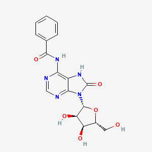 molecular formula C17H17N5O6 B12923616 N-(9-((2R,3R,4S,5R)-3,4-Dihydroxy-5-(hydroxymethyl)tetrahydrofuran-2-yl)-8-oxo-8,9-dihydro-7H-purin-6-yl)benzamide CAS No. 62086-58-2