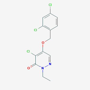 molecular formula C13H11Cl3N2O2 B12923637 4-Chloro-5-[(2,4-dichlorophenyl)methoxy]-2-ethylpyridazin-3(2H)-one CAS No. 88094-01-3