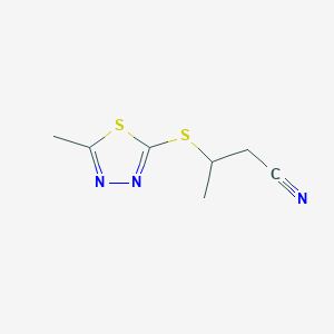 molecular formula C7H9N3S2 B12923694 3-[(5-Methyl-1,3,4-thiadiazol-2-yl)sulfanyl]butanenitrile CAS No. 87010-96-6