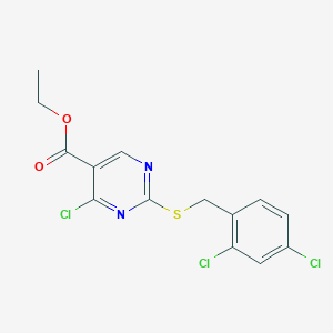 molecular formula C14H11Cl3N2O2S B12923778 Ethyl 4-chloro-2-[(2,4-dichlorophenyl)methylsulfanyl]pyrimidine-5-carboxylate CAS No. 6944-75-8