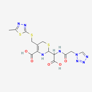 2-[carboxy-[[2-(tetrazol-1-yl)acetyl]amino]methyl]-5-[(5-methyl-1,3,4-thiadiazol-2-yl)sulfanylmethyl]-3,6-dihydro-2H-1,3-thiazine-4-carboxylic acid