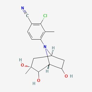 molecular formula C16H19ClN2O3 B12924376 2-Chloro-3-methyl-4-((1R,3R,5S)-2,3,7-trihydroxy-3-methyl-8-azabicyclo[3.2.1]octan-8-yl)benzonitrile 