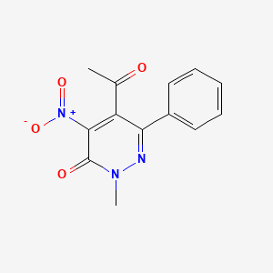 3(2H)-Pyridazinone, 5-acetyl-2-methyl-4-nitro-6-phenyl-