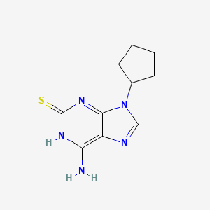 molecular formula C10H13N5S B12924868 6-amino-9-cyclopentyl-1H-purine-2-thione CAS No. 35966-96-2