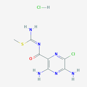 molecular formula C7H10Cl2N6OS B12924891 Methyl (3,5-diamino-6-chloropyrazine-2-carbonyl)carbamimidothioate hydrochloride 