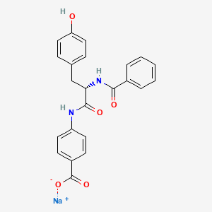molecular formula C23H19N2NaO5 B1292500 Sodium (S)-4-((2-(benzoylamino)-3-(4-hydroxyphenyl)-1-oxopropyl)amino)benzoate CAS No. 41748-47-4