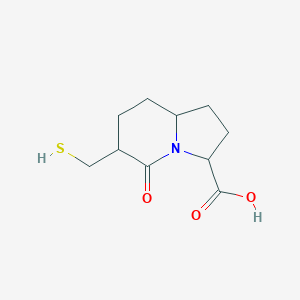 molecular formula C10H15NO3S B12925005 5-Oxo-6-(sulfanylmethyl)octahydroindolizine-3-carboxylic acid CAS No. 89240-37-9