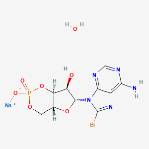 molecular formula C10H12BrN5NaO7P B1292504 8-溴腺苷 3',5'-环一磷酸钠一水合物 CAS No. 123334-12-3