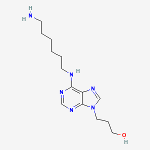 molecular formula C14H24N6O B12925091 3-(6-((6-Aminohexyl)amino)-9H-purin-9-yl)propan-1-ol CAS No. 66443-28-5