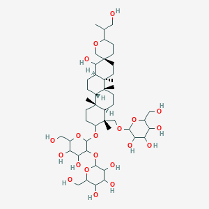 molecular formula C48H82O20 B12925131 2-[[(1R,4aR,4bS,6aR,8S,10aR,10bR,12aR)-2-[4,5-dihydroxy-6-(hydroxymethyl)-3-[3,4,5-trihydroxy-6-(hydroxymethyl)oxan-2-yl]oxyoxan-2-yl]oxy-7-hydroxy-2'-(1-hydroxypropan-2-yl)-1,4a,10a,10b-tetramethylspiro[3,4,4b,5,6,6a,7,9,10,11,12,12a-dodecahydro-2H-chrysene-8,5'-oxane]-1-yl]methoxy]-6-(hydroxymethyl)oxane-3,4,5-triol 