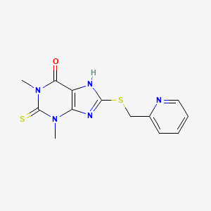 molecular formula C13H13N5OS2 B12925218 Theophylline, 8-((2-pyridylmethyl)thio)-2-thio- CAS No. 6466-14-4