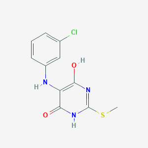 molecular formula C11H10ClN3O2S B12925353 5-((3-Chlorophenyl)amino)-6-hydroxy-2-(methylthio)pyrimidin-4(3H)-one CAS No. 7400-19-3