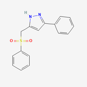 molecular formula C16H14N2O2S B12925375 3-Phenyl-5-((phenylsulfonyl)methyl)-1H-pyrazole CAS No. 94012-56-3