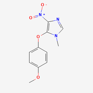 molecular formula C11H11N3O4 B12925395 5-(4-Methoxyphenoxy)-1-methyl-4-nitro-1H-imidazole CAS No. 95792-71-5