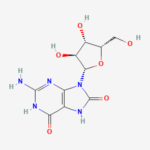 molecular formula C10H13N5O6 B12925415 2-Amino-9-((2S,3S,4S,5S)-3,4-dihydroxy-5-(hydroxymethyl)tetrahydrofuran-2-yl)-3H-purine-6,8(7H,9H)-dione 