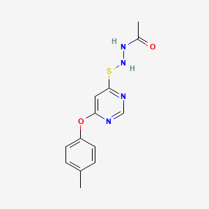 molecular formula C13H14N4O2S B12925535 N'-[6-(4-methylphenoxy)pyrimidin-4-yl]sulfanylacetohydrazide 