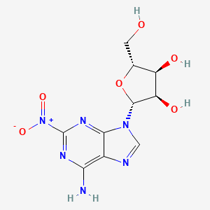 molecular formula C10H12N6O6 B12925555 (2R,3R,4S,5R)-2-(6-Amino-2-nitro-9H-purin-9-yl)-5-(hydroxymethyl)tetrahydrofuran-3,4-diol CAS No. 266360-65-0