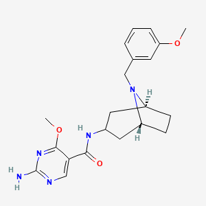 molecular formula C21H27N5O3 B12925595 2-Amino-4-methoxy-N-(exo-8-(3-methoxybenzyl)-8-azabicyclo[3.2.1]octan-3-yl)pyrimidine-5-carboxamide 