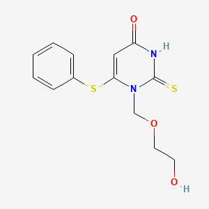 molecular formula C13H14N2O3S2 B12925613 4(1H)-Pyrimidinone, 2,3-dihydro-1-((2-hydroxyethoxy)methyl)-6-(phenylthio)-2-thioxo- CAS No. 125057-06-9