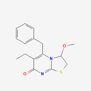 molecular formula C16H18N2O2S B12925638 5-Benzyl-6-ethyl-3-methoxy-2,3-dihydro-7h-[1,3]thiazolo[3,2-a]pyrimidin-7-one CAS No. 199852-12-5