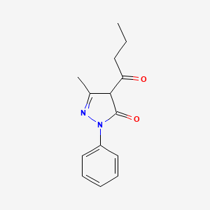 molecular formula C14H16N2O2 B12925659 3H-Pyrazol-3-one, 2,4-dihydro-5-methyl-4-(1-oxobutyl)-2-phenyl- CAS No. 22616-35-9