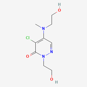 molecular formula C9H14ClN3O3 B12925718 4-Chloro-2-(2-hydroxyethyl)-5-((2-hydroxyethyl)(methyl)amino)-3(2H)-pyridazinone CAS No. 66597-68-0