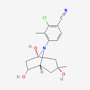 molecular formula C16H19ClN2O3 B12925719 2-Chloro-3-methyl-4-((1S,3R,5R)-1,3,6-trihydroxy-3-methyl-8-azabicyclo[3.2.1]octan-8-yl)benzonitrile 