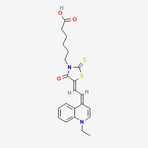 6-(5-(2-(1-Ethylquinolin-4(1H)-ylidene)ethylidene)-4-oxo-2-thioxothiazolidin-3-yl)hexanoic acid