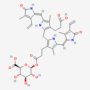 (2S,3S,4S,5R,6S)-6-((3-(2-((3-(2-Carboxyethyl)-4-methyl-5-((E)-(4-methyl-5-oxo-3-vinyl-1H-pyrrol-2(5H)-ylidene)methyl)-1H-pyrrol-2-yl)methyl)-4-methyl-5-((E)-(3-methyl-5-oxo-4-vinyl-1H-pyrrol-2(5H)-ylidene)methyl)-1H-pyrrol-3-yl)propanoyl)oxy)-3,4,5-trihydroxytetrahydro-2H-pyran-2-carboxylic acid