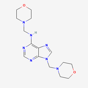 molecular formula C15H23N7O2 B12927368 N,9-Bis[(morpholin-4-yl)methyl]-9H-purin-6-amine CAS No. 19138-08-0