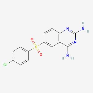 6-(4-Chlorophenyl)sulfonylquinazoline-2,4-diamine