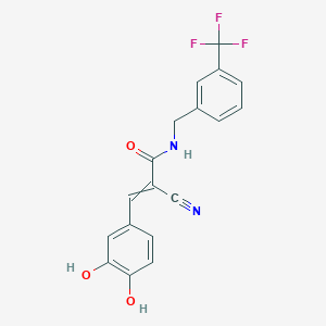 molecular formula C18H13F3N2O3 B1292779 2-Cyano-3-(3,4-dihydroxyphenyl)-N-{[3-(trifluoromethyl)phenyl]methyl}prop-2-enamide CAS No. 581797-29-7