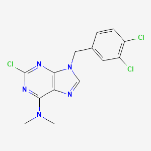 molecular formula C14H12Cl3N5 B12928745 9H-Purin-6-amine, 2-chloro-9-((3,4-dichlorophenyl)methyl)-N,N-dimethyl- CAS No. 115204-65-4