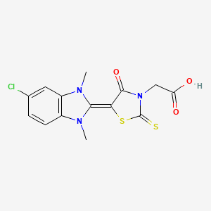 2-(5-(5-Chloro-1,3-dimethyl-1H-benzo[d]imidazol-2(3H)-ylidene)-4-oxo-2-thioxothiazolidin-3-yl)acetic acid