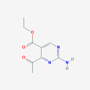 molecular formula C9H11N3O3 B12928992 5-Pyrimidinecarboxylic acid, 4-acetyl-2-amino-, ethyl ester CAS No. 62328-06-7