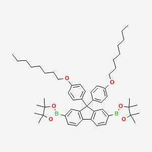 molecular formula C53H72B2O6 B12929211 2,2'-(9,9-Bis(4-(octyloxy)phenyl)-9H-fluorene-2,7-diyl)bis(4,4,5,5-tetramethyl-1,3,2-dioxaborolane) 