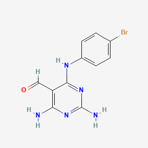 molecular formula C11H10BrN5O B12929256 2,4-Diamino-6-(4-bromoanilino)pyrimidine-5-carbaldehyde CAS No. 16597-41-4