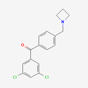 molecular formula C17H15Cl2NO B1292929 4'-氮杂环丁烷甲基-3,5-二氯二苯甲酮 CAS No. 898757-02-3