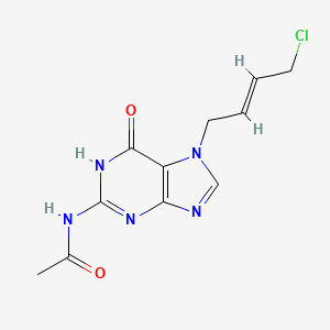 molecular formula C11H12ClN5O2 B12929300 N-(7-(4-Chlorobut-2-en-1-yl)-6-oxo-6,7-dihydro-1H-purin-2-yl)acetamide 