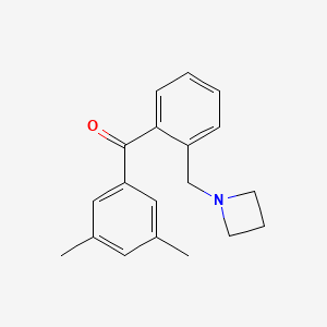 molecular formula C19H21NO B1292935 2'-氮杂环丁基甲基-3,5-二甲基二苯甲酮 CAS No. 898754-95-5