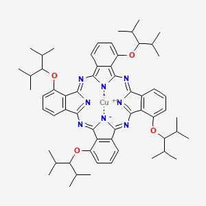 molecular formula C60H72CuN8O4 B12929443 Copper;5,14,23,32-tetrakis(2,4-dimethylpentan-3-yloxy)-2,11,20,29,37,39-hexaza-38,40-diazanidanonacyclo[28.6.1.13,10.112,19.121,28.04,9.013,18.022,27.031,36]tetraconta-1,3,5,7,9,11,13(18),14,16,19(39),20,22(27),23,25,28,30(37),31(36),32,34-nonadecaene 