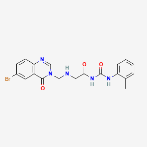 Acetamide, 2-(((6-bromo-4-oxo-3(4H)-quinazolinyl)methyl)amino)-N-(((2-methylphenyl)amino)carbonyl)-