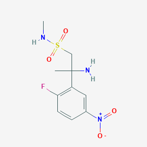 molecular formula C10H14FN3O4S B12929657 2-Amino-2-(2-fluoro-5-nitrophenyl)-N-methylpropane-1-sulfonamide 